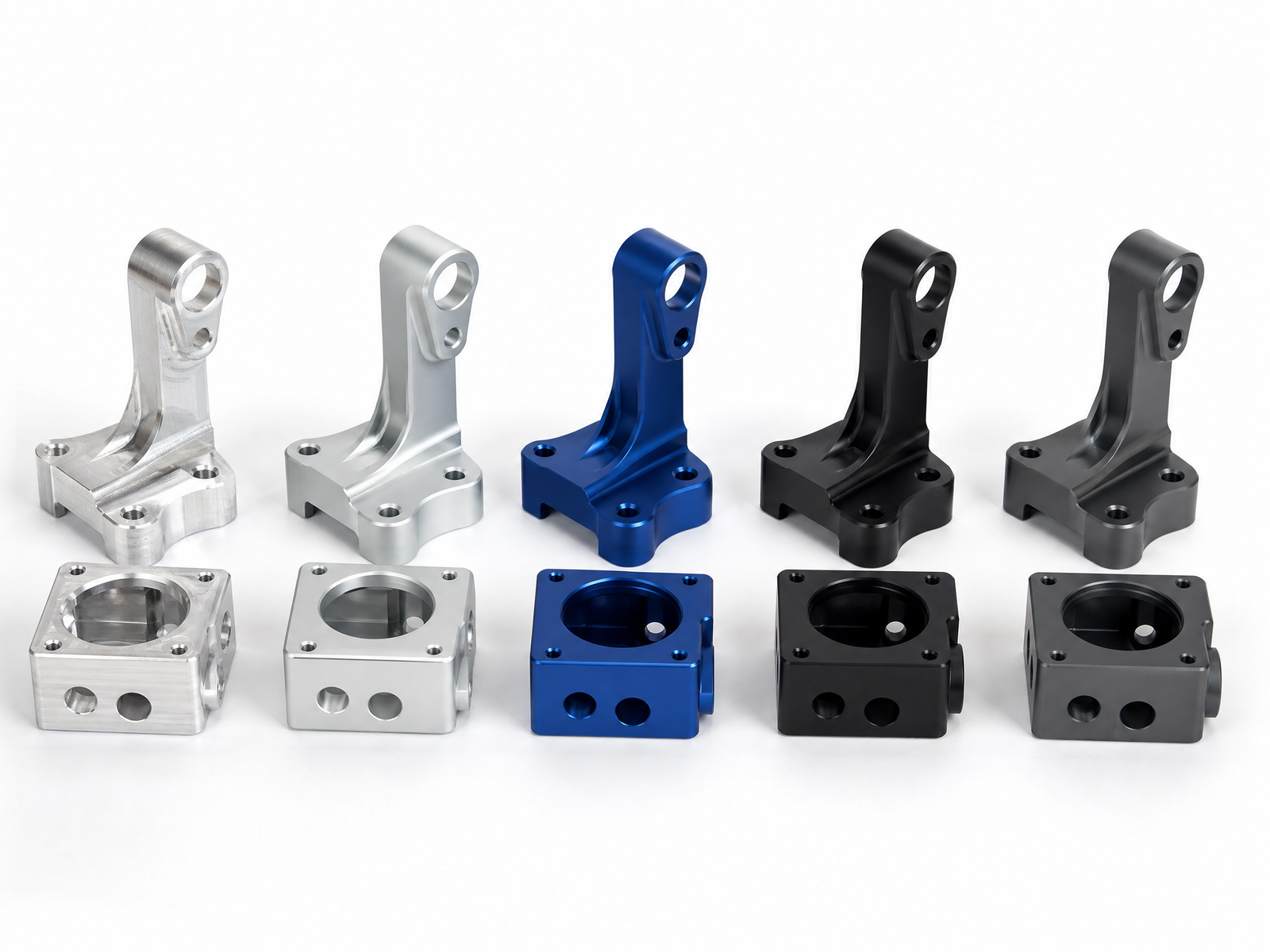Blue anodized CNC machined aluminum surface