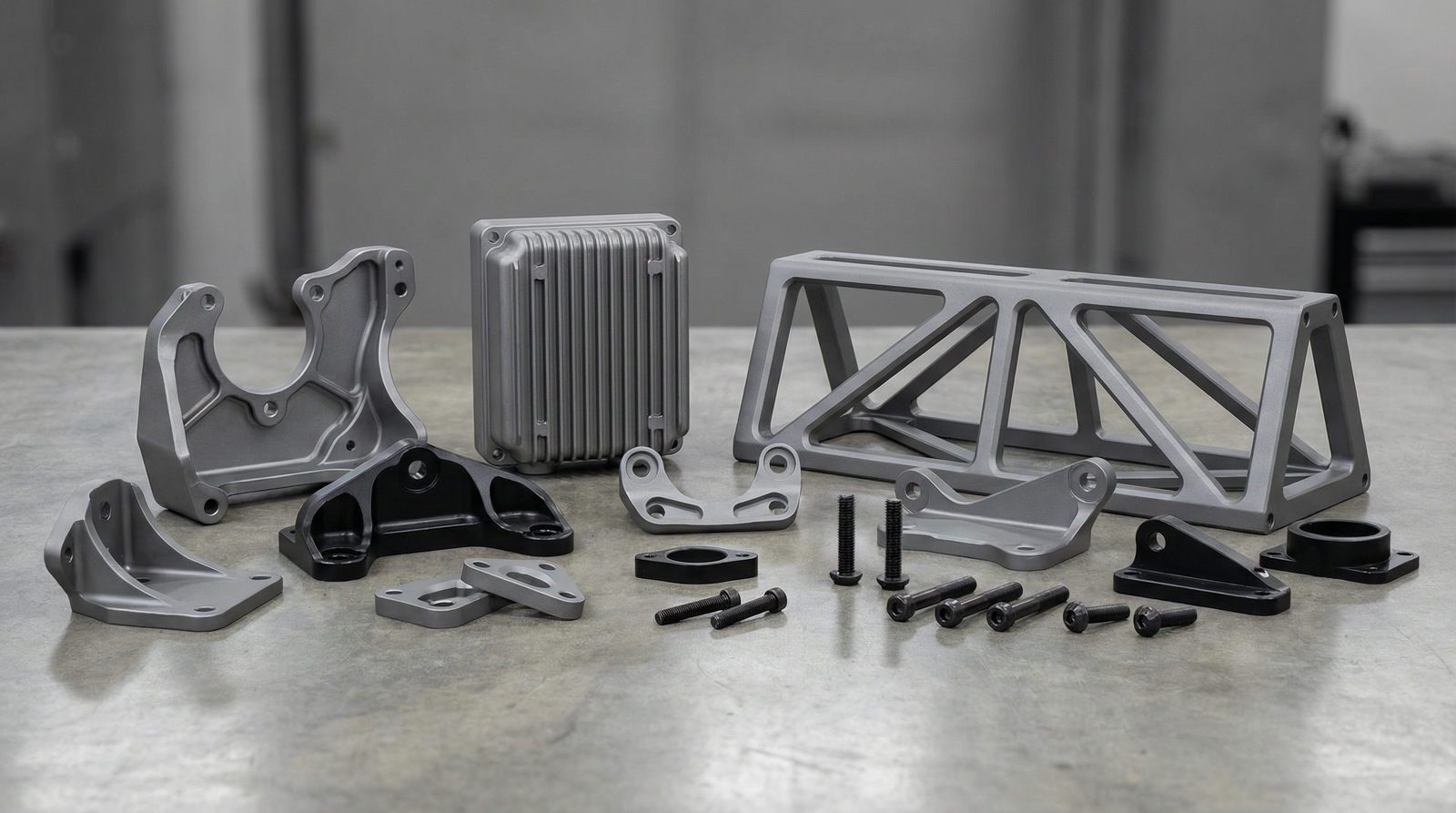 Powder coated CNC machined aluminum and steel parts