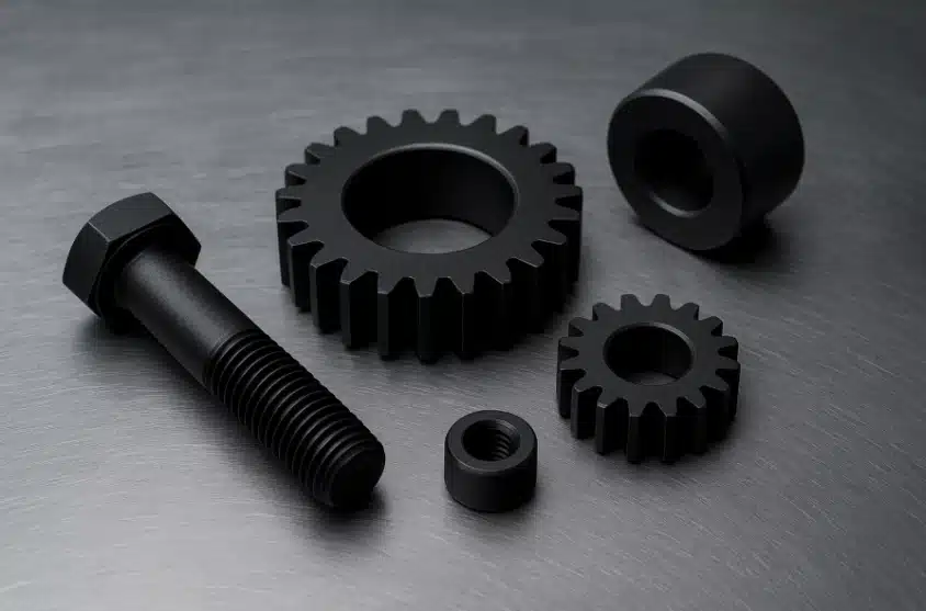Black oxide coated precision parts for aerospace applications