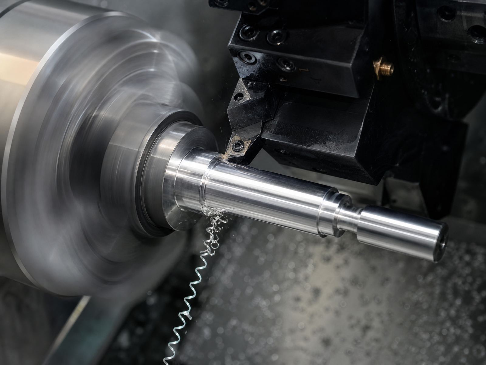CNC turning of a precision aluminum cylindrical component
