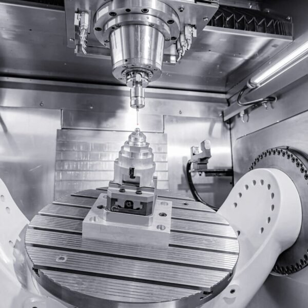 5-axis CNC machine prepared for precision titanium machining