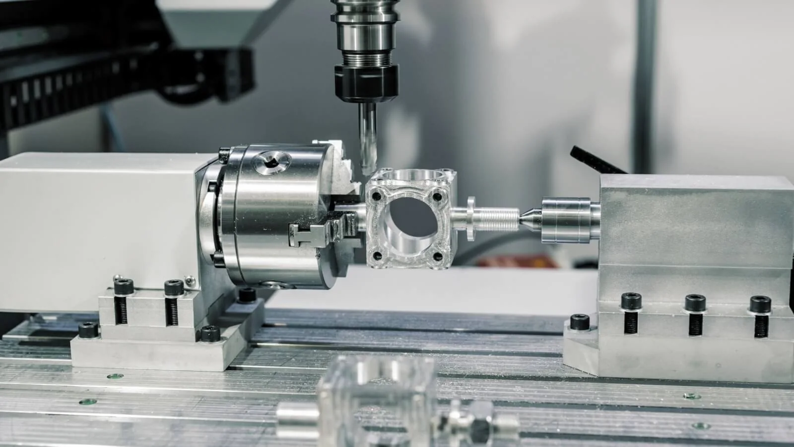 CNC milling setup for a precision machined prototype