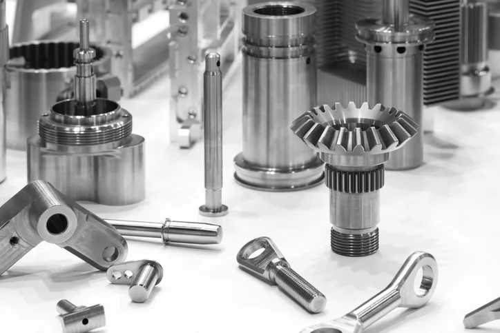 Collection of precision metal parts made by CNC rapid prototyping